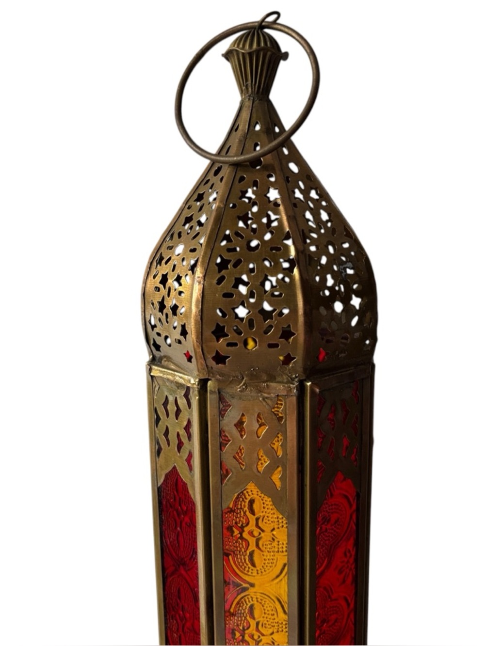 Moroccan-style lantern indoor or outdoor ornate candle holder 28” tall